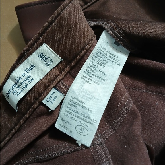 Abercrombie & Fitch Curve Leather 90s Straight Pants-Ultra High Rise Size 32/14 - Picture 10 of 16